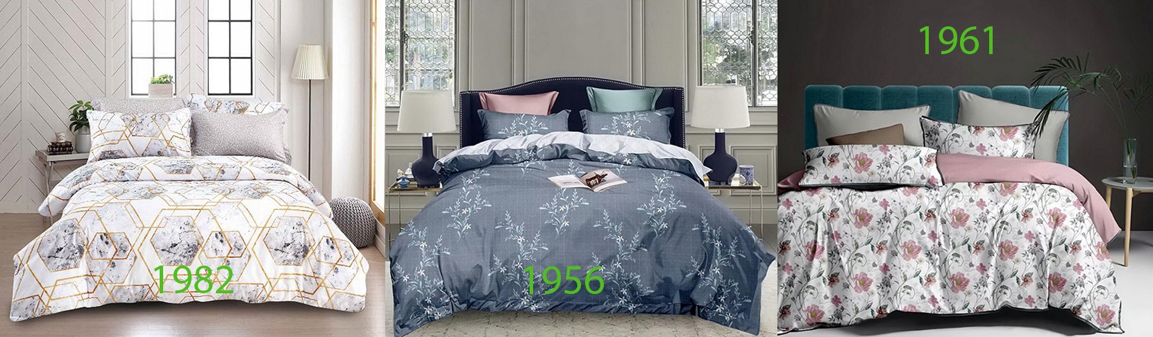 KOMPLET POŚCIELI BAWEŁNA 160x200cm nr 2087 Materiał satyna bawełniana