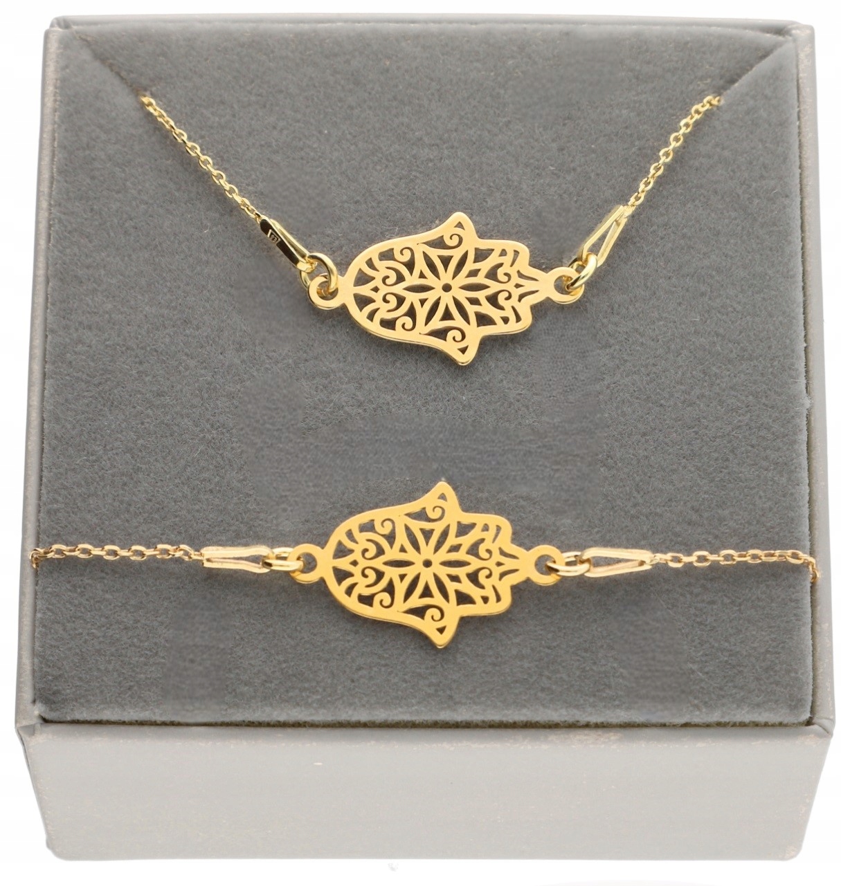 Zlatý komplet Ruka Fatimy talisman pro štěstí stříbro