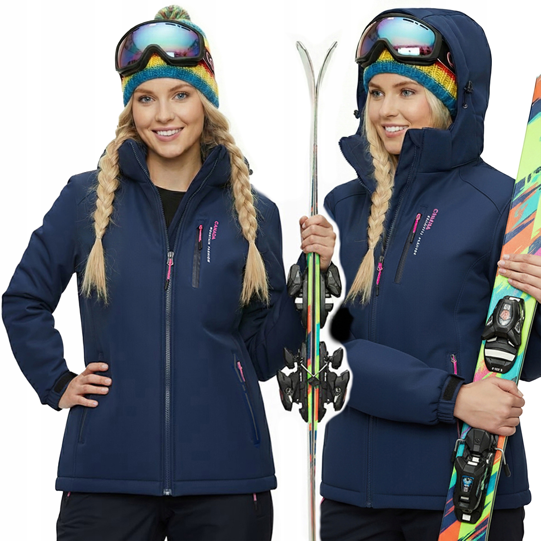 Kurtka Zimowa Narciarska Damska Na Stok Ciepła Z Kapturem XL