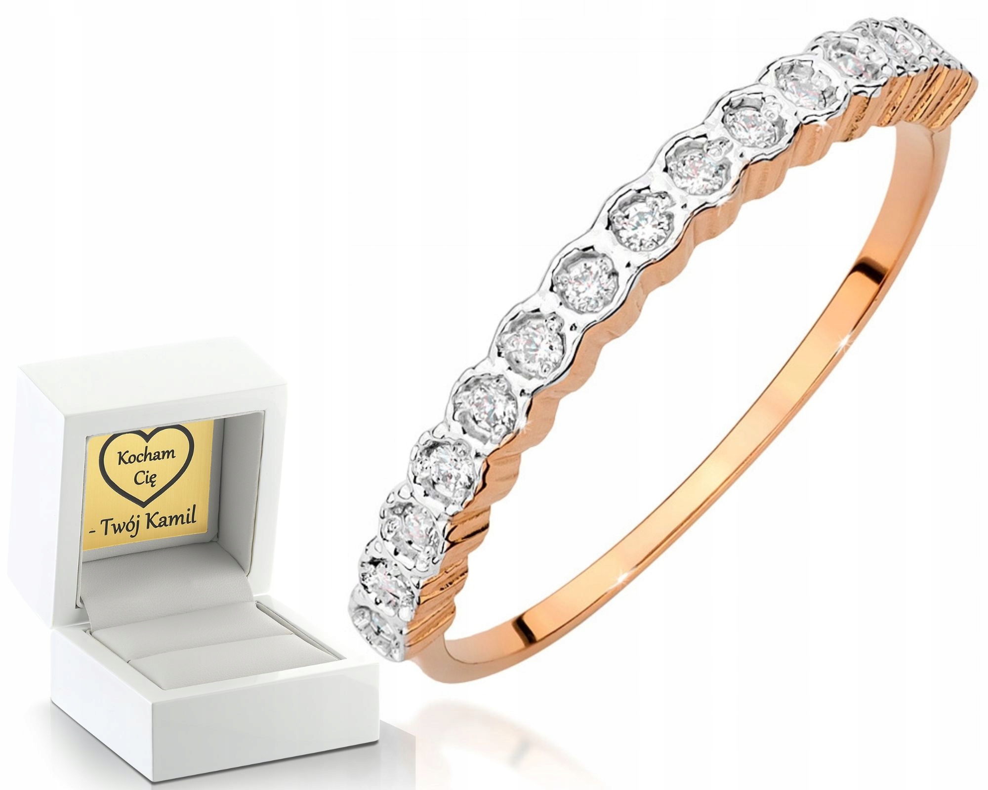 Prstýnek Z Růžového Zlata S Brilianty Gravírování Zlata Jako Dárek