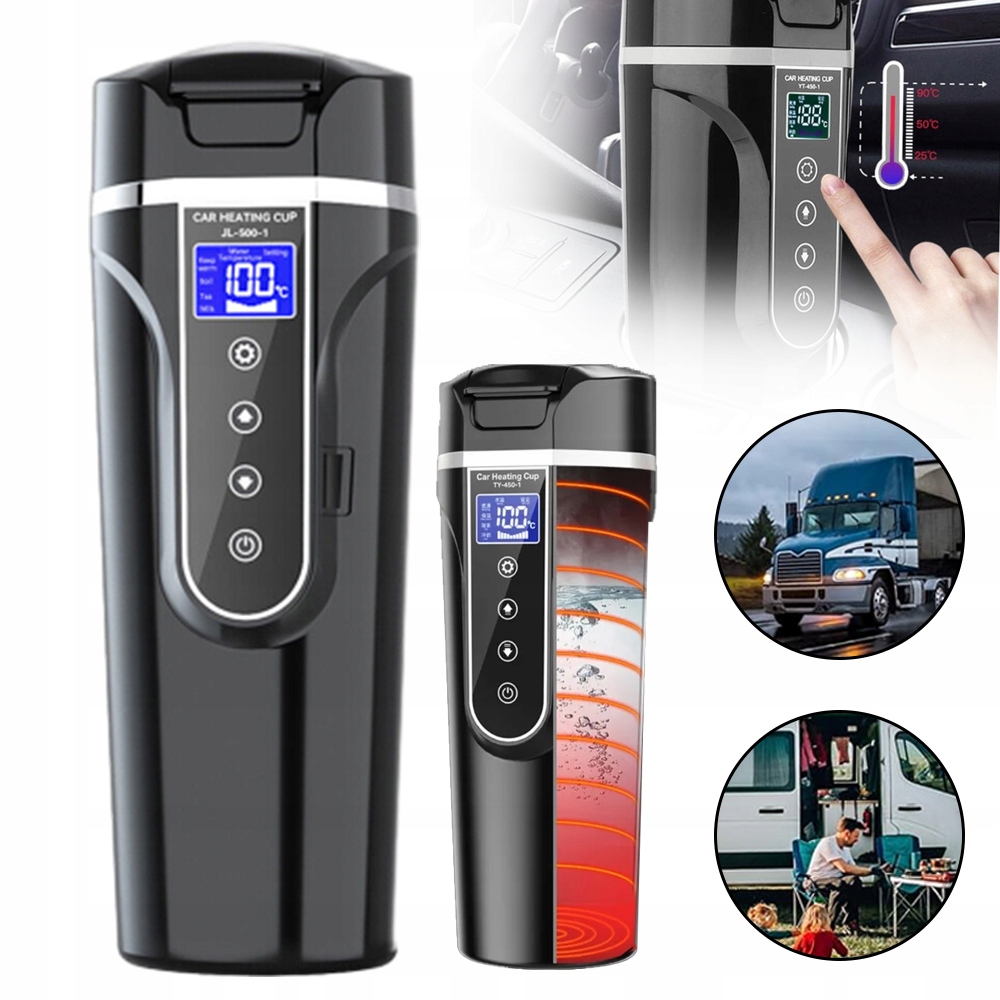 Automobilový topný hrnek 500 ml, Přenosné topení, Rychlé vaření