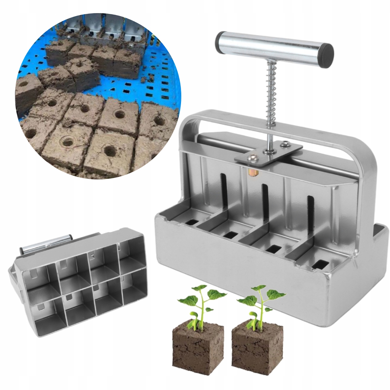 Soil Blocker Foremka Do Robienia Bloczków Ziemi Ręczny Bloker Gleby 4X4CM