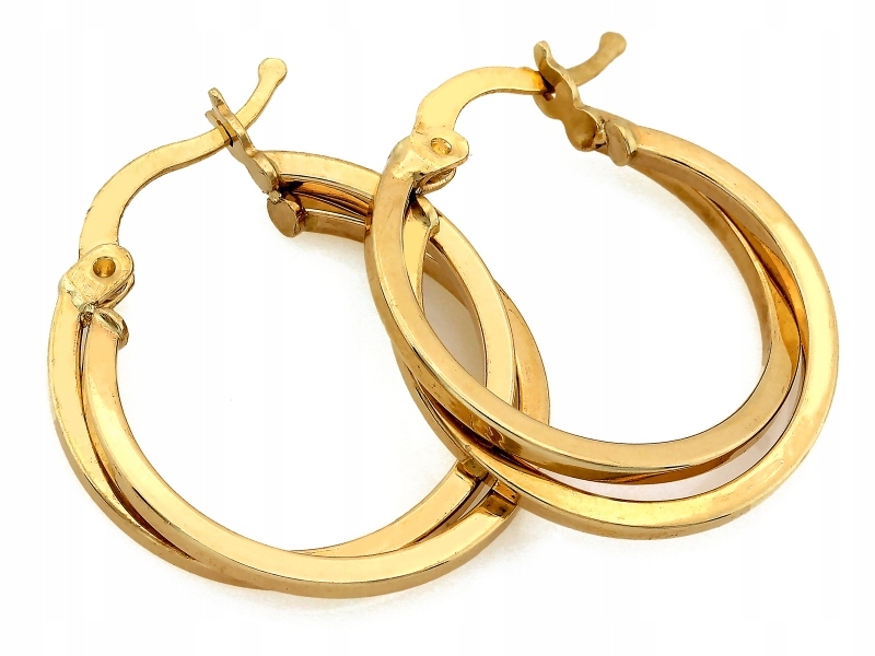 Zlaté náušnice 585, dvojitá kolečka, dámské náušnice, anglické dárek