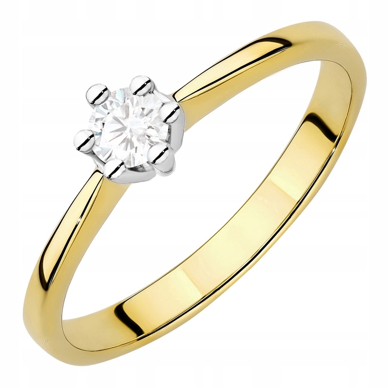 Zlatý Prstýnek pr. 585 14k s briliantem 0,20ct Gravírování