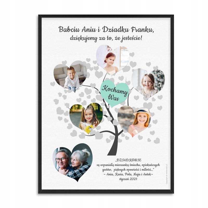 Prezent Dzień BABCI DZIADKA plakat + ramka 50x70
