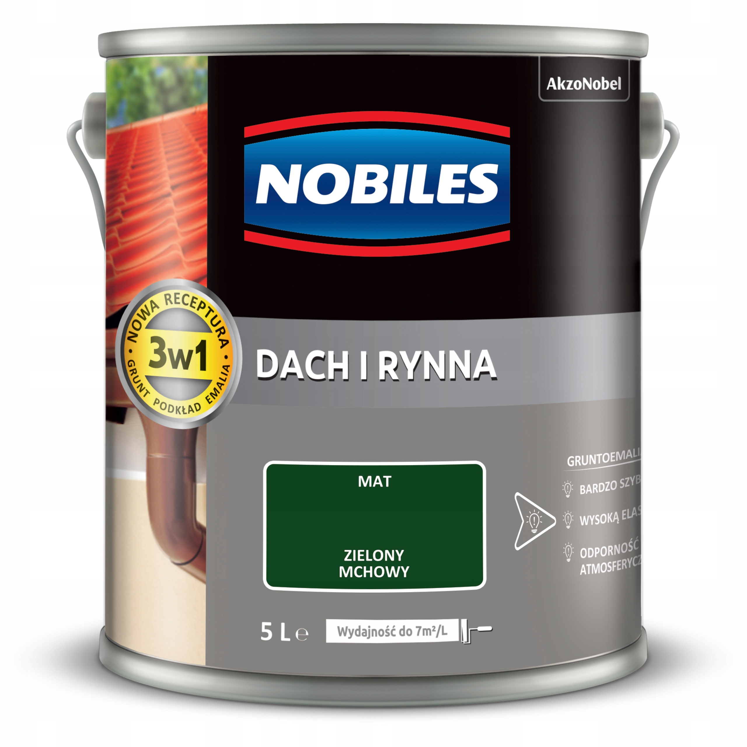 Nobiles Střecha A Žlab 5L Zelený Mechový Barva Na Střechu, Pozinkovaný Plech