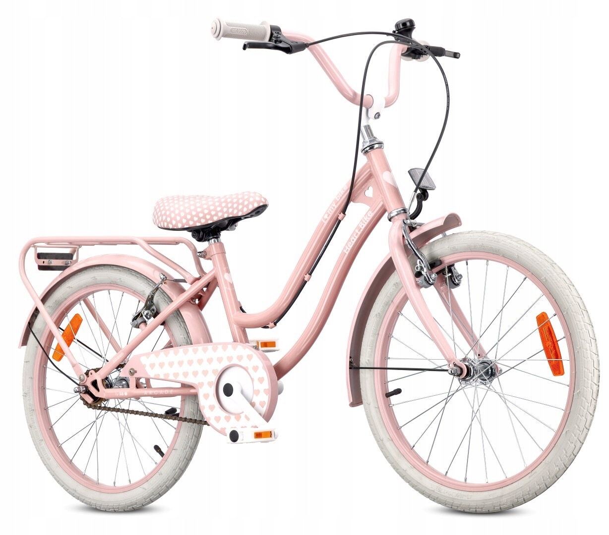 Dětské kolo pro dívku 20 palců, nosič nohou Silver Moon, růžová barva
