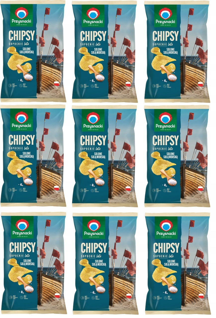 9x 130g Przysnacki Chipsy sól morska Karton