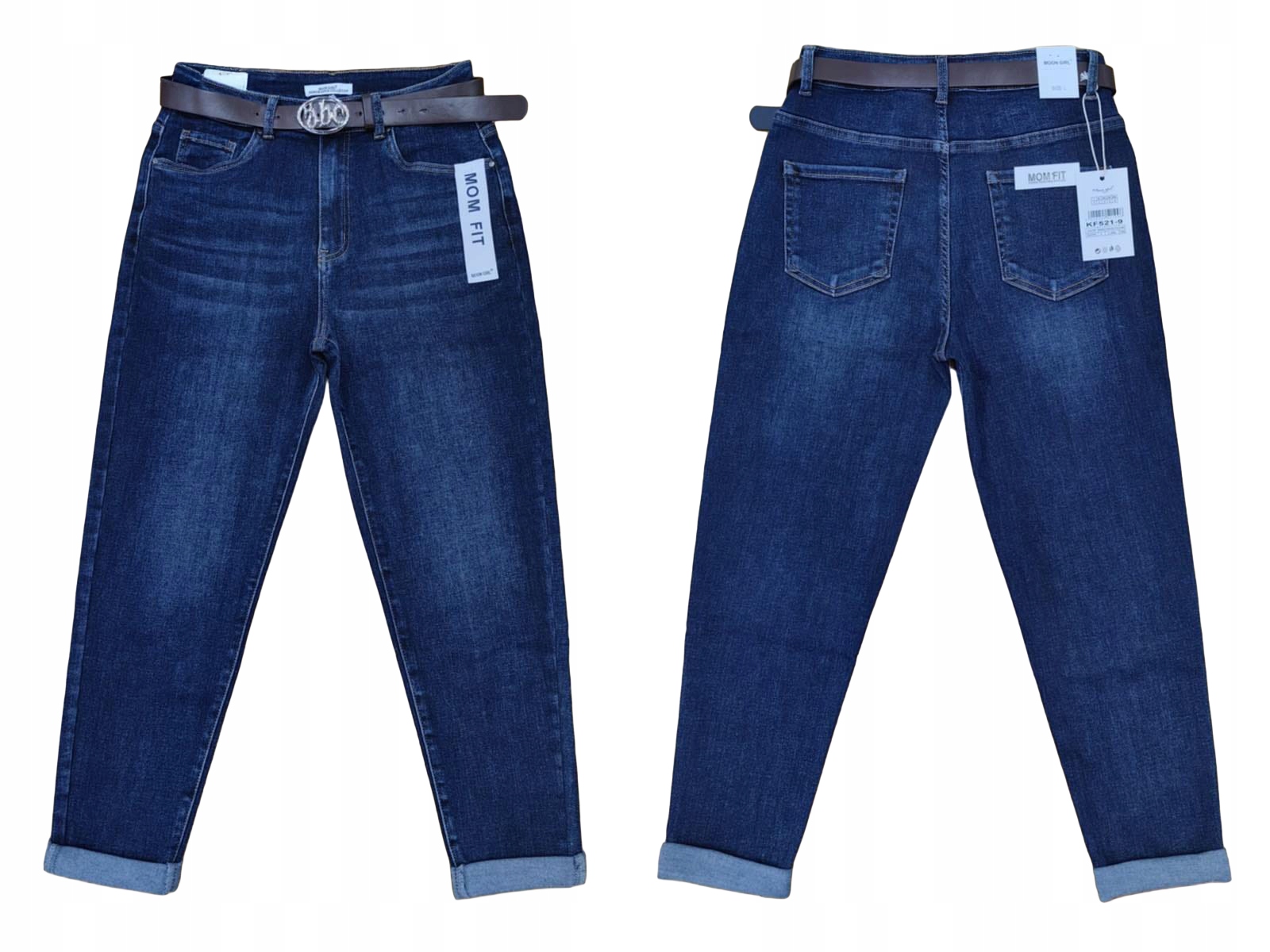 Klasyczne Spodnie Damskie Mom Fit Jeansy Proste Luźne 4XL