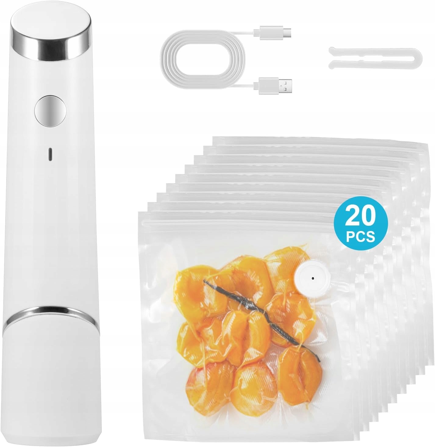 Vakuová Svářečka Potravin Balící Stroj O 1200 mAh 20 ks Sada Sáčků