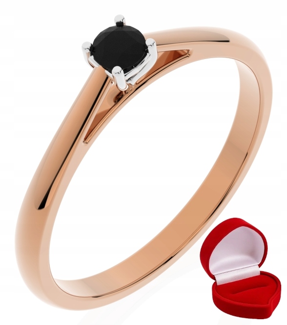 Zlatý Prstýnek 585 14k Brylant Č. 0,09 ct Růžové Zlato R13