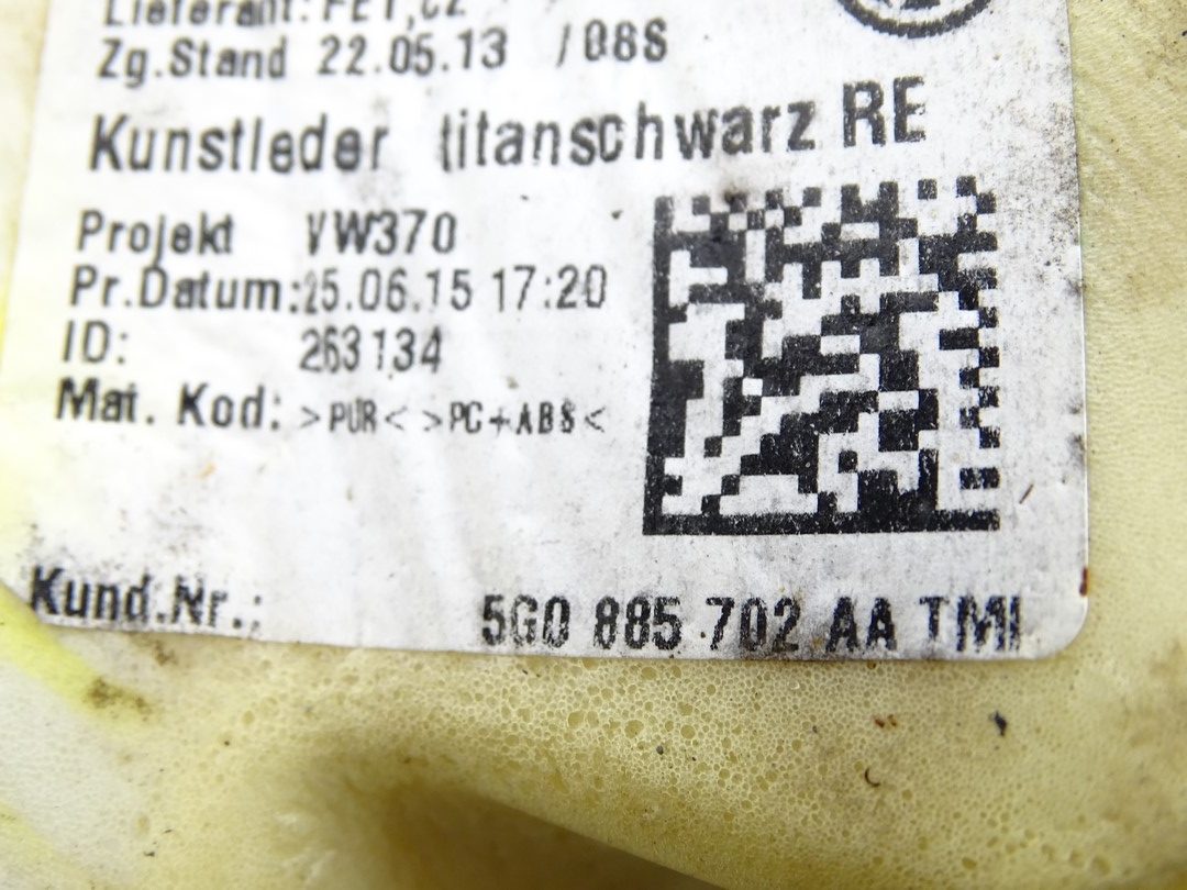 side KANAPY airbag leather VW GOLF VII 5G0885702AA