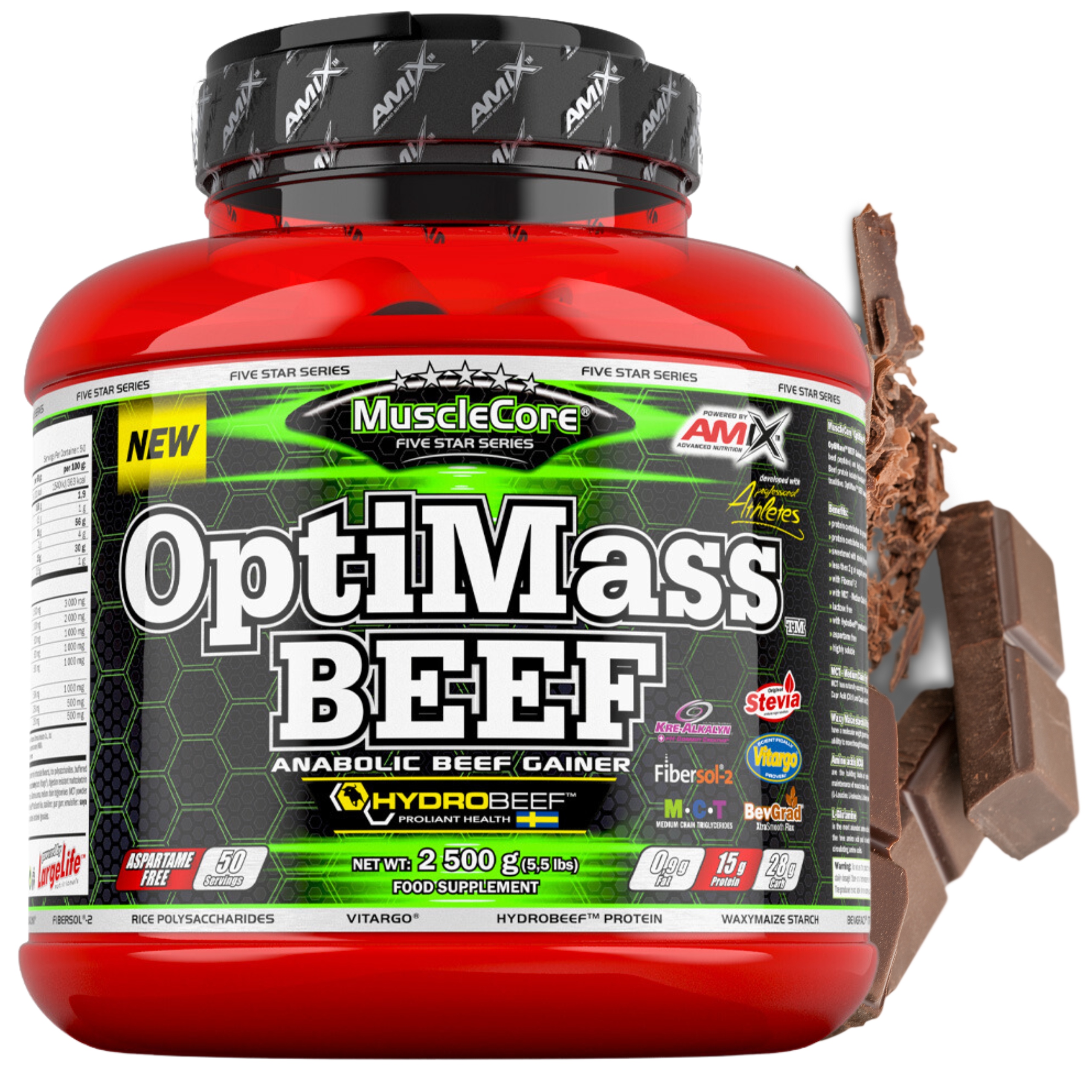 Gainer bez cukru Hovězí protein Bcaa Kreatin L Glutamin Polysacharidy