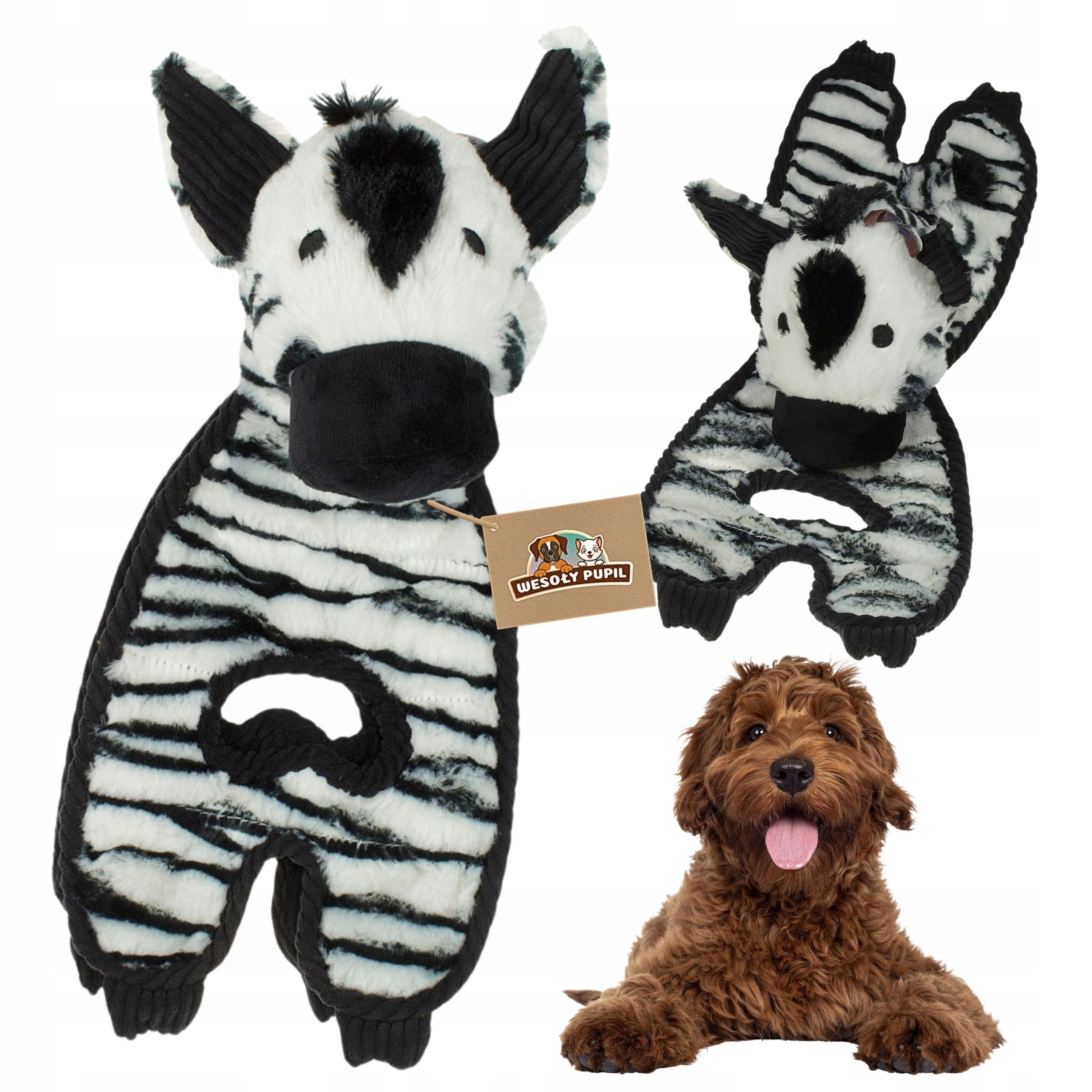 Hračka pro psy Zebra plyšová hračka pískací šustící velká 38 Cm Premium