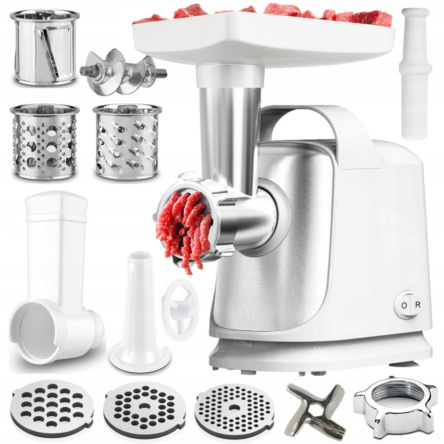 Maszynka Do Mielenia Mięsa Kiełbasy 3 Sita Szatkownica Rewers Moc 1300W