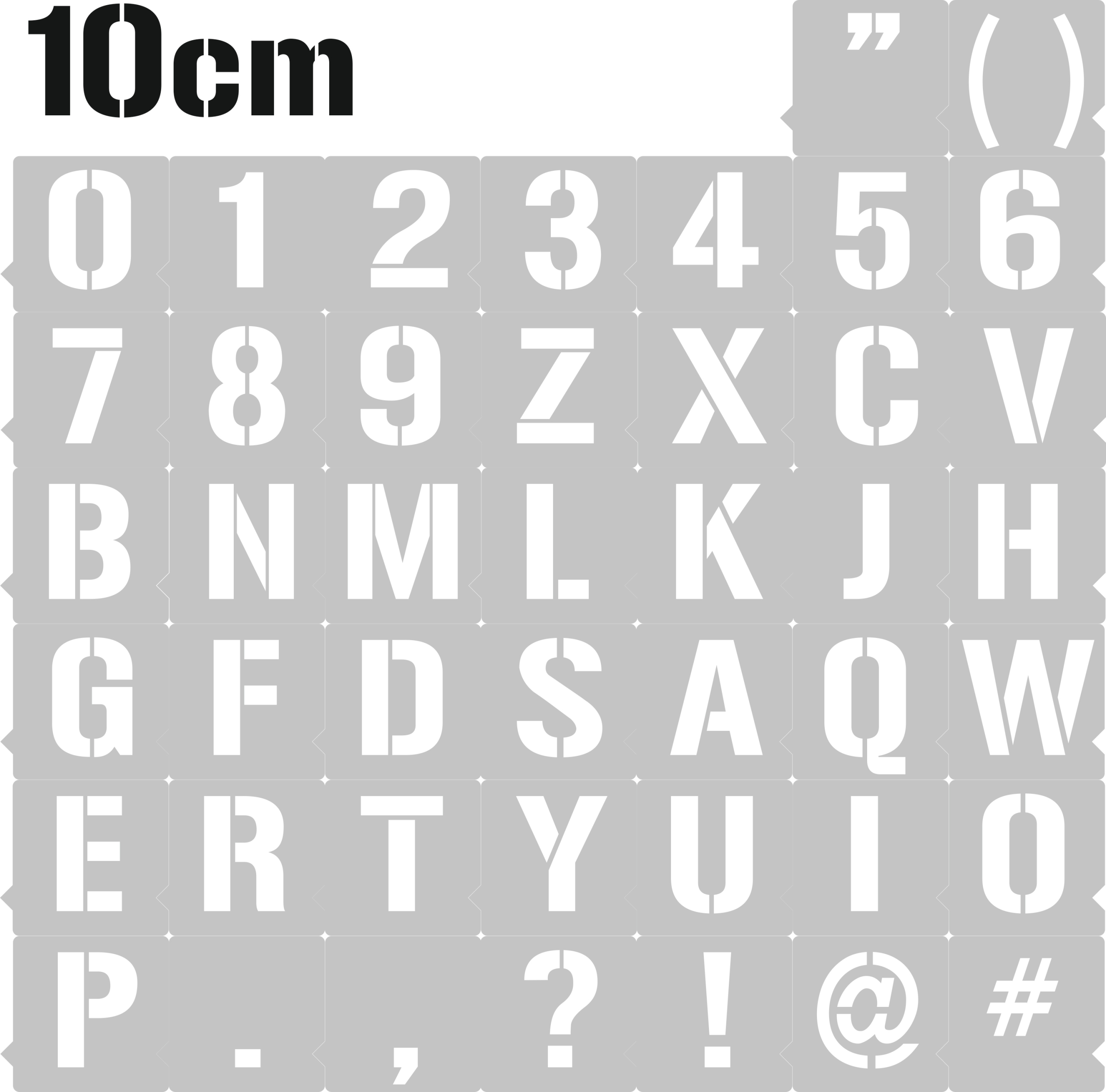 Šablona Malířská Opakovaně Použitelná. Font 10 cm. Písmena Číslice Abeceda