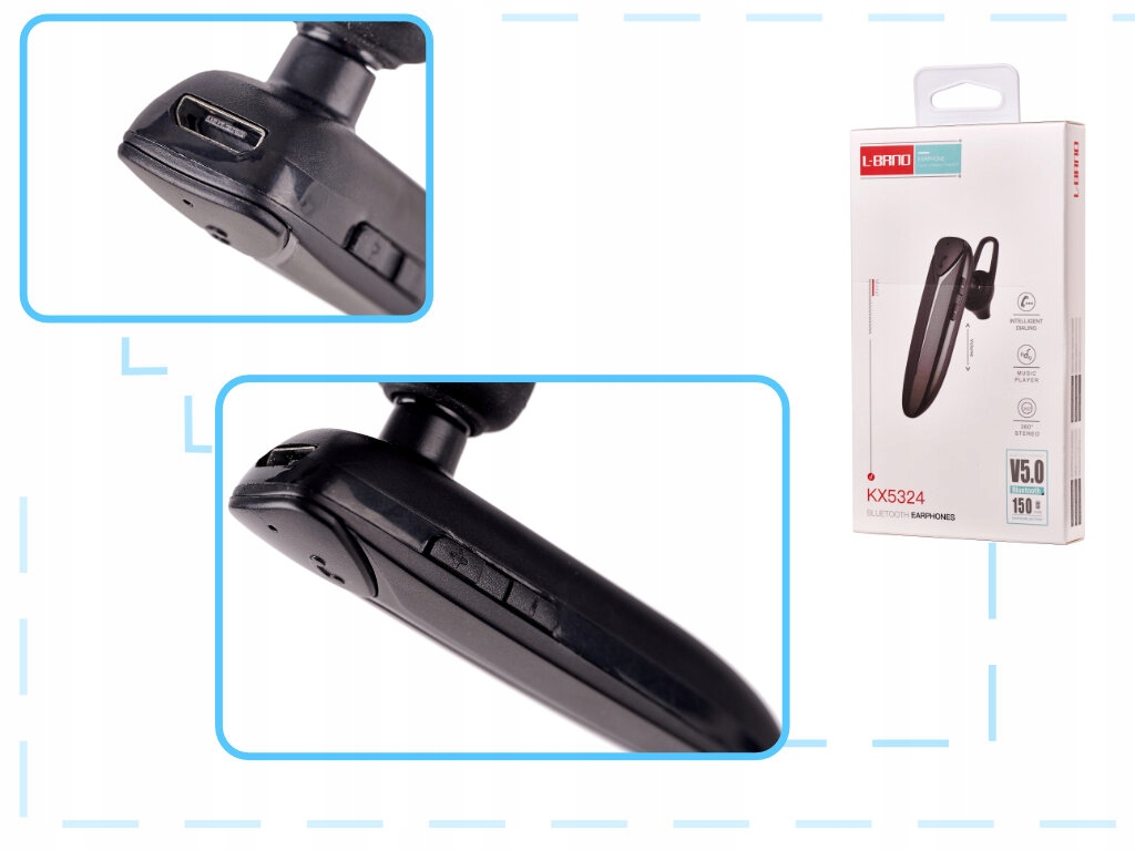 KIK KX5324 Zestaw głośnomówiący Bluetooth 5.0 czarny EAN (GTIN) 5903039730724