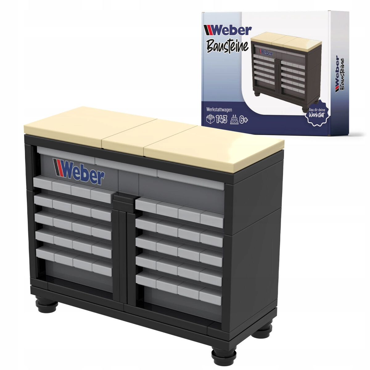 Klocki wózek warsztatowy Weber 143 el.