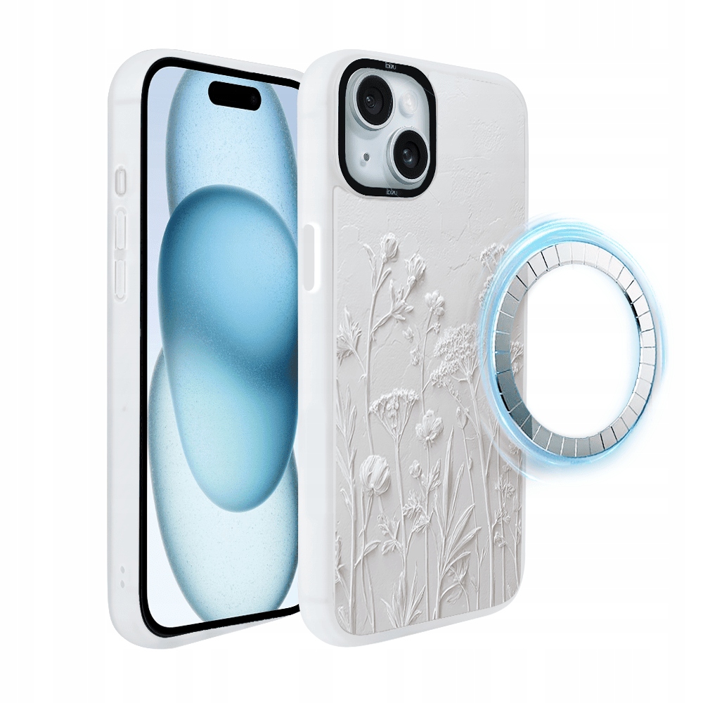 Pouzdro pro iPhone 15 Plus Ibizu DropGuard Matt s MagSafe, sušené polní květy