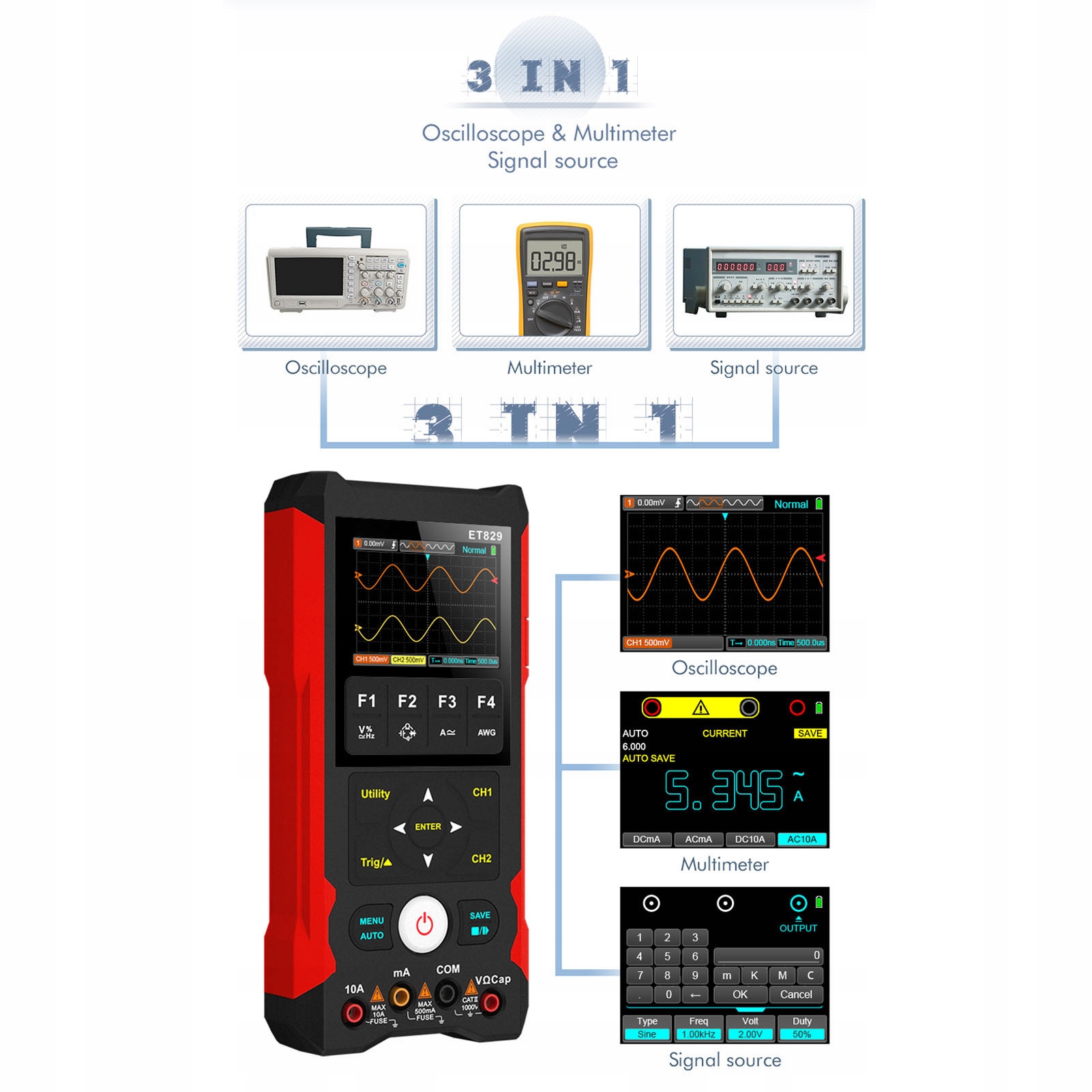 Oscilloscope multimeter 3 in 1 80MHz 2-channel Płeć kobieta