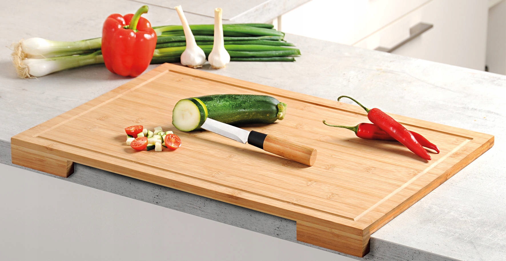 DESKA DO KROJENIA bambusowa duża STOLNICA z rantem Marka Kesper