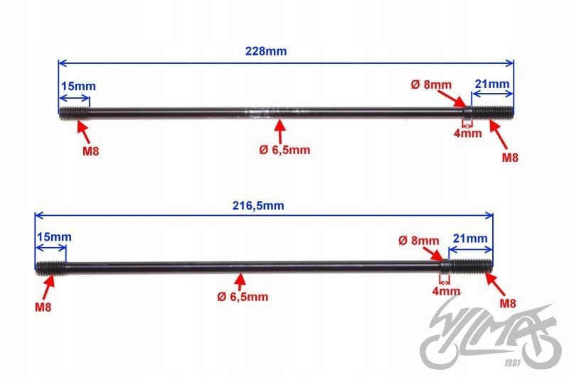 SZPILKA CYLINDRA SILNIK 156FMI KPL 4 SZT Producent WZMOTO