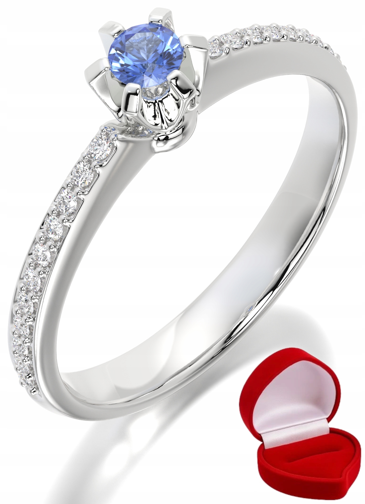Zlatý Prstýnek 585 14k Tanzanit 0,09 ct Bílé Zlato R26