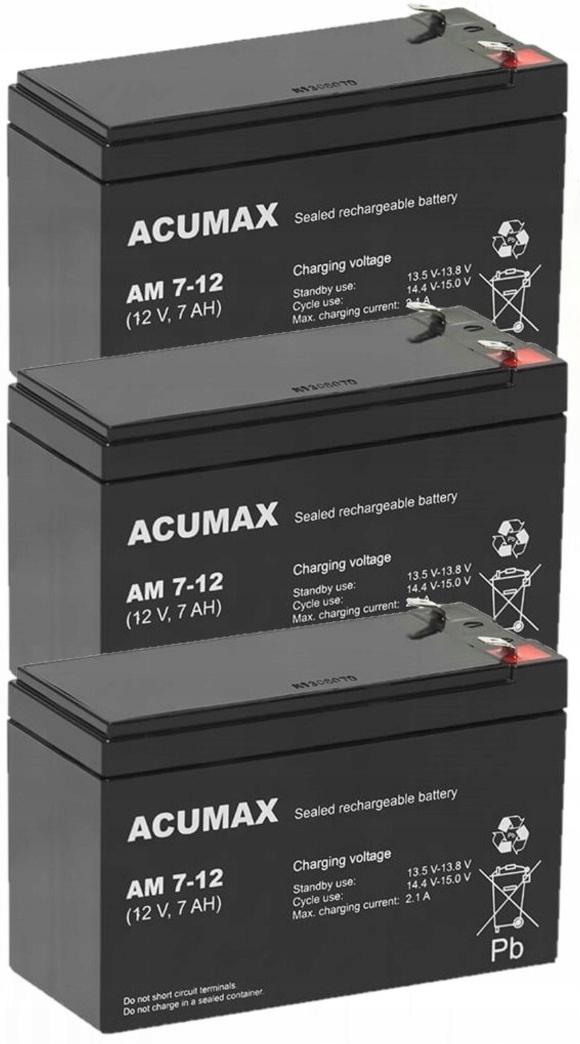 TBC3 BATERIE ZESTAW AKUMULATORÓW DO UPS APC EATON POWERWALKER 3x AM 7-12