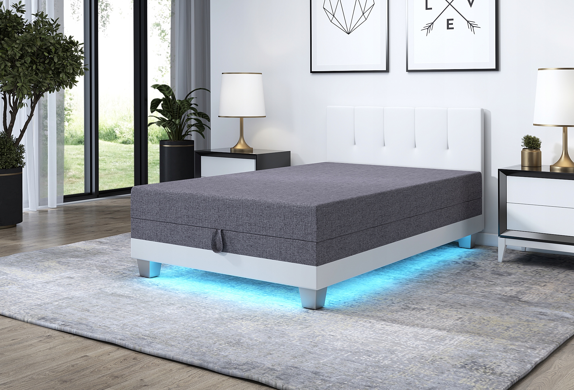

Łóżko 90x200 Tapczan do sypialni Luiza +Led