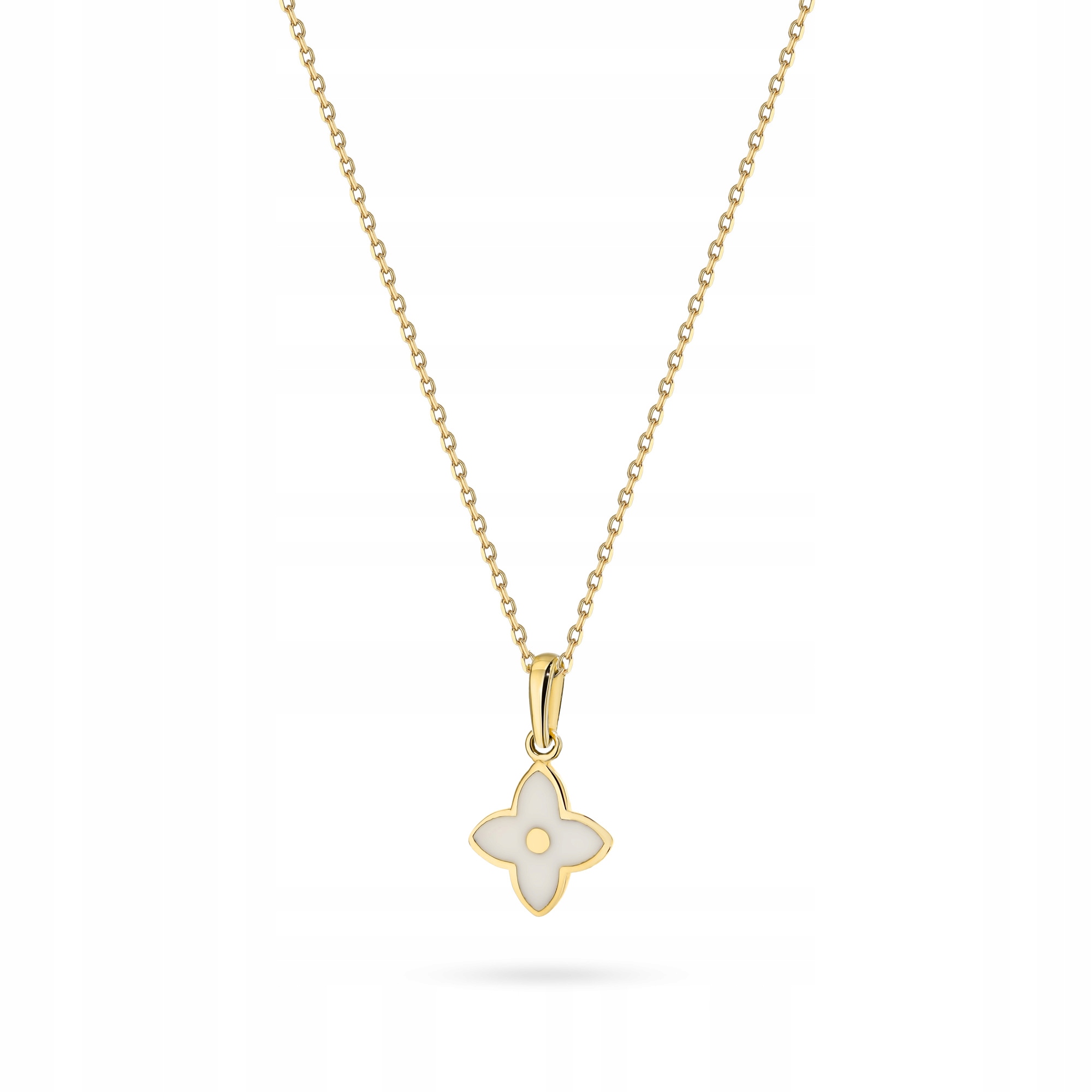 Zlatý Náhrdelník Řetízek Dámský pr. 585 Bílá Květina 14k