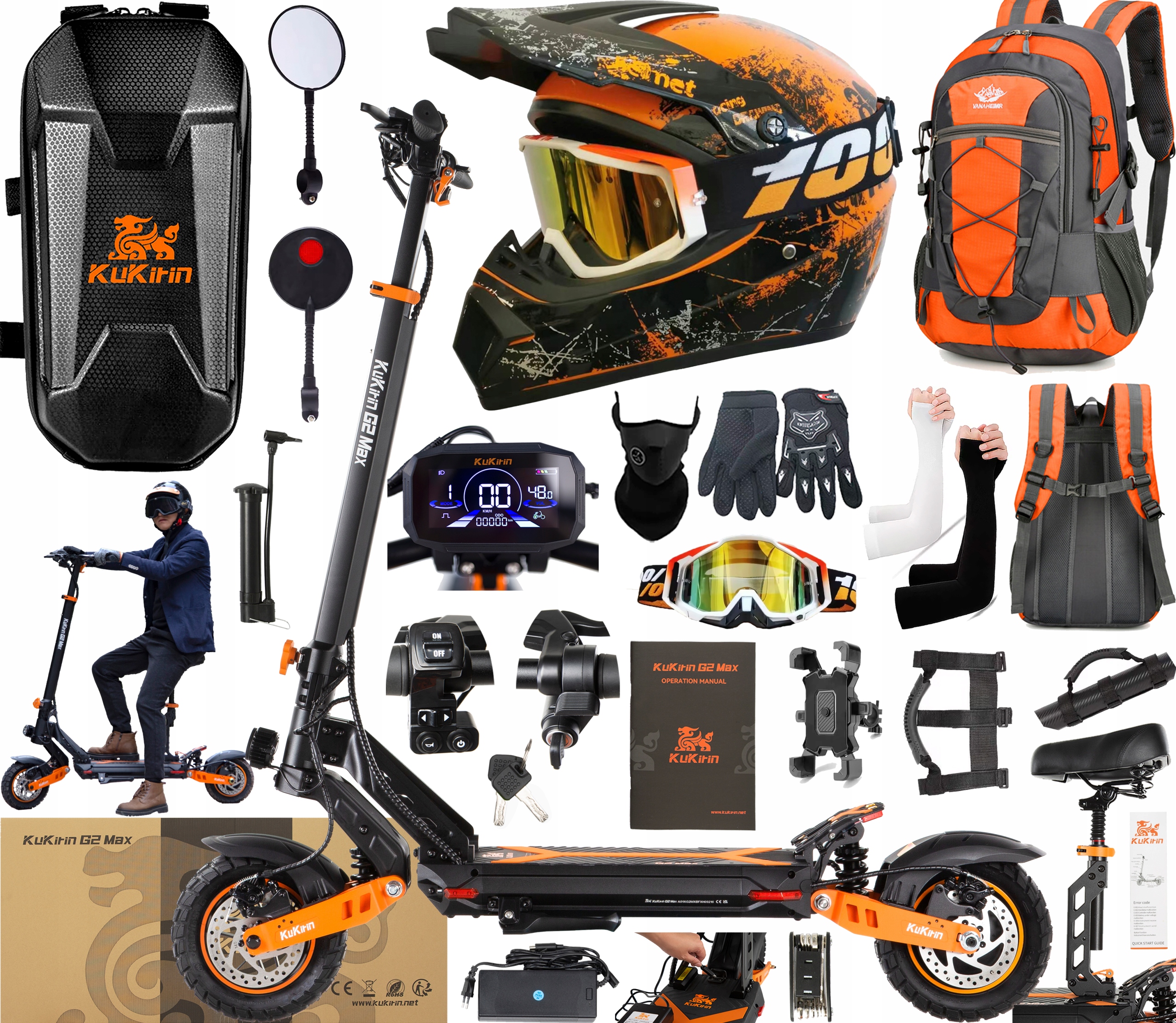 KuKirin G2 Max Elektrická vozidla 1000W 48V 20.8AH 55KM/H 70KM +10 Dárek