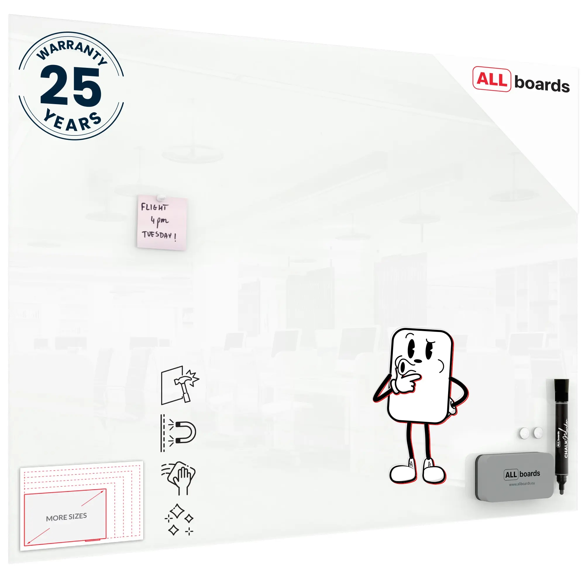 Tablica magnetyczna Szklana biała 120x90 cm