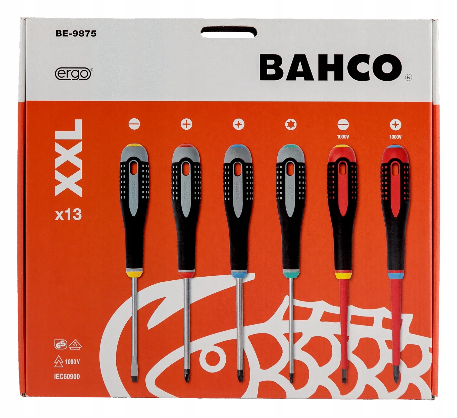 Zestaw wkrętaków ERGO, 13 szt., śruby proste, Pozidriv, TORX BAHCO Liczba elementów pojedyncze