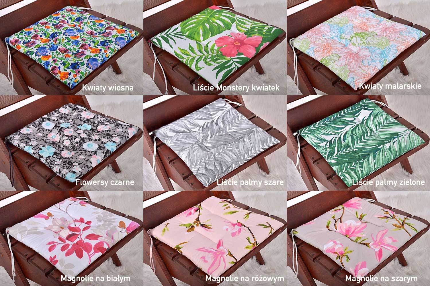 WIĄZANA PODUSZKA NA KRZESŁO TARAS 38x38 WZORY Producent inna