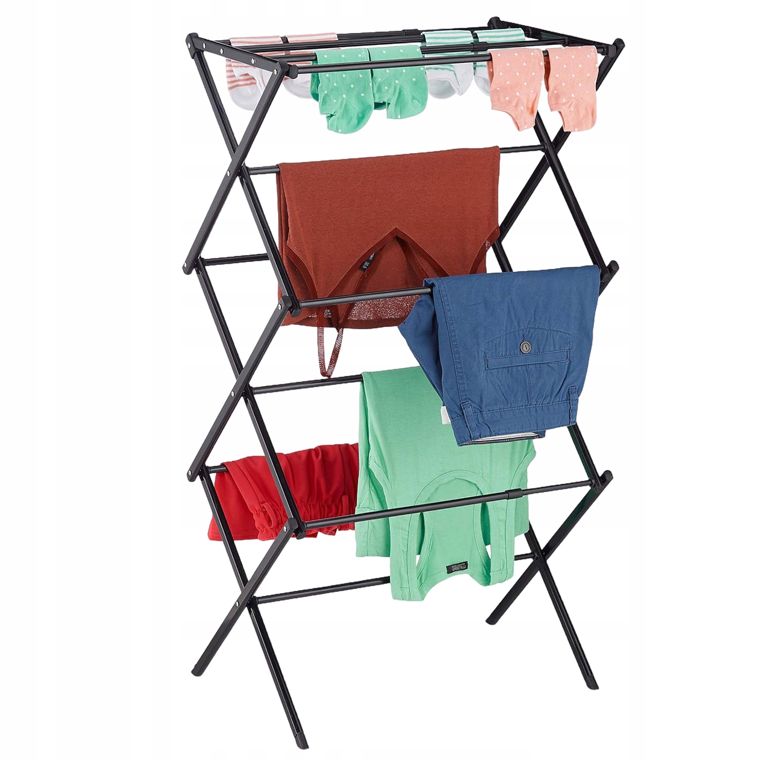 Levně Sušák Na Prádlo Vertikální Balkonový Zahradní Skládací Černý