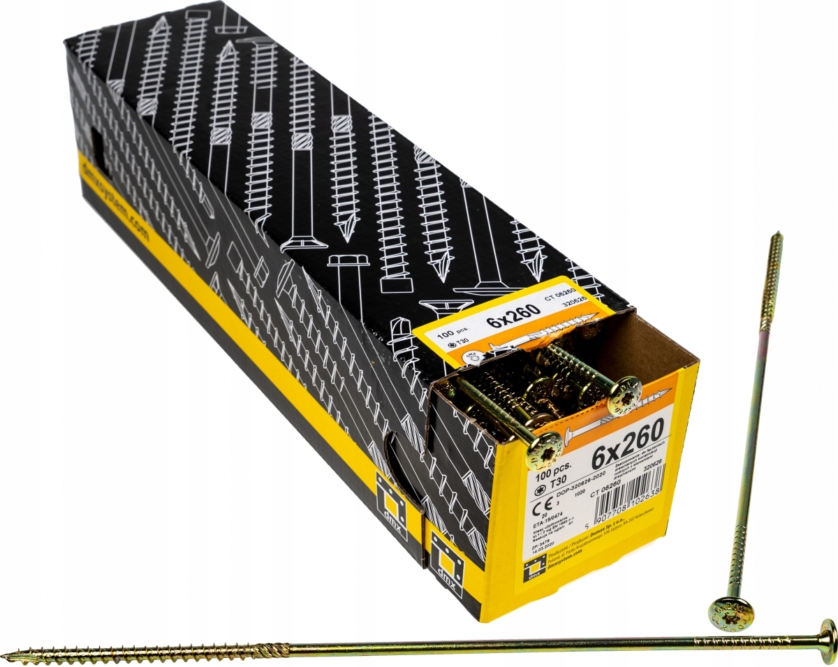 

Wkręty ciesielskie talerzowe Tx 6x260 drewna 100sz