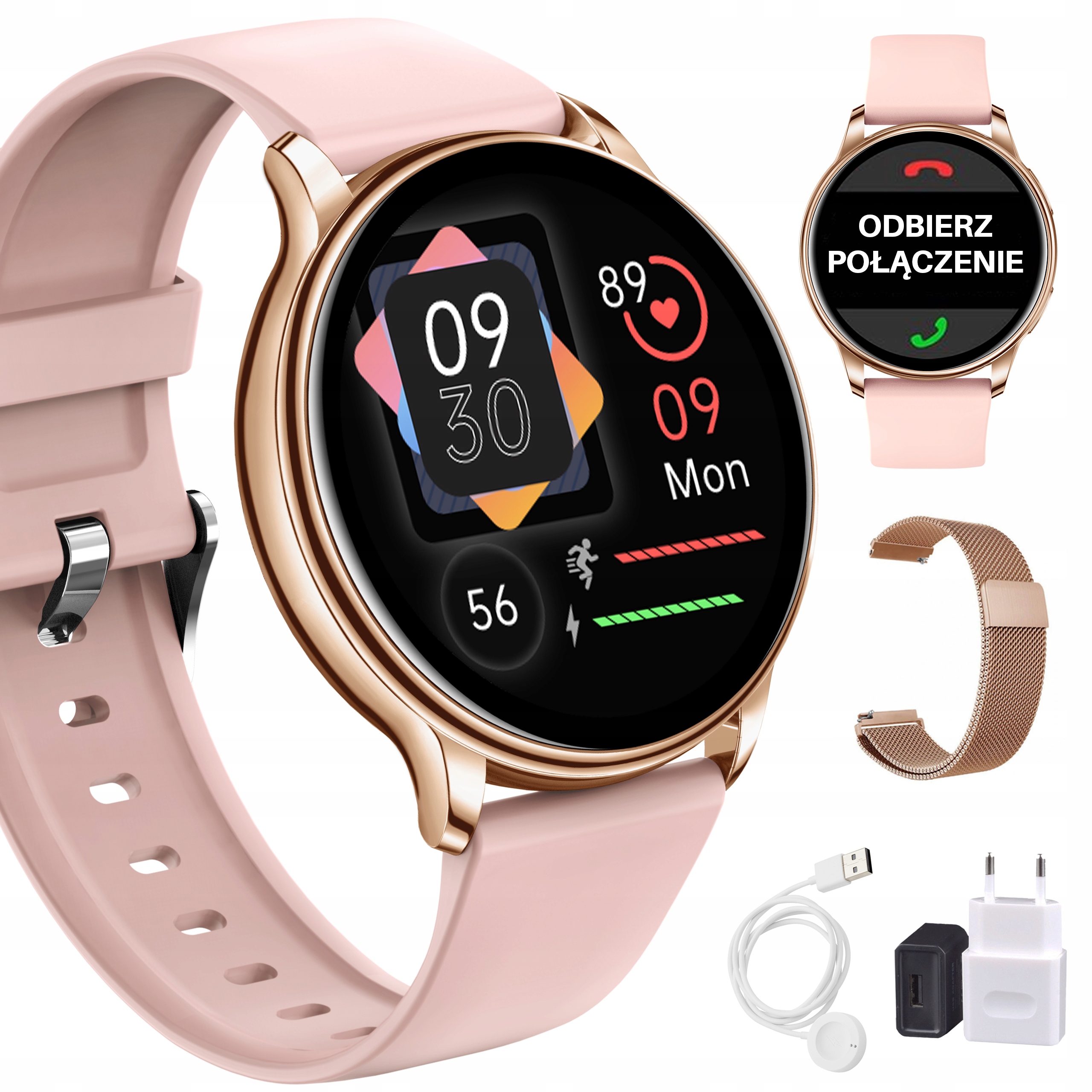 PIĘKNY SMARTWATCH ZEGAREK DAMSKI TEMPERATURA PULS