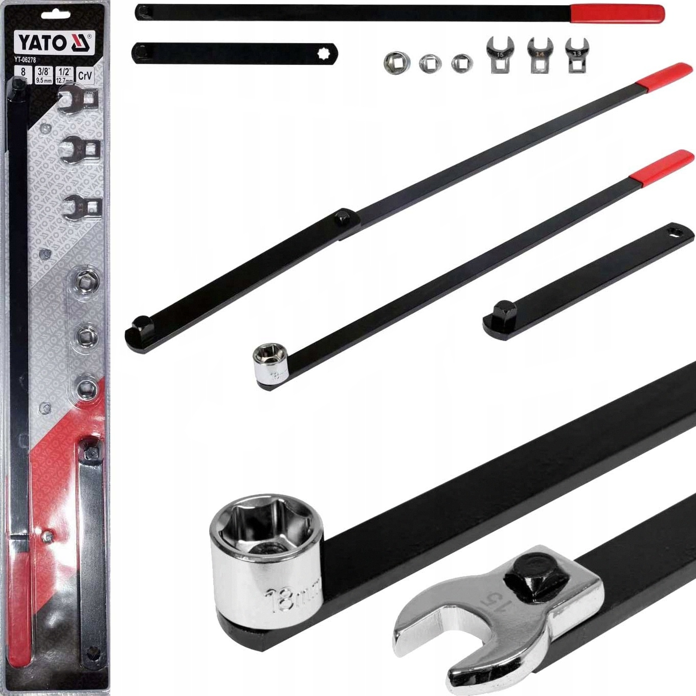 Yato Klucze Płaskie Nasadki Do Napinaczy Zestaw 8el. 13-20mm