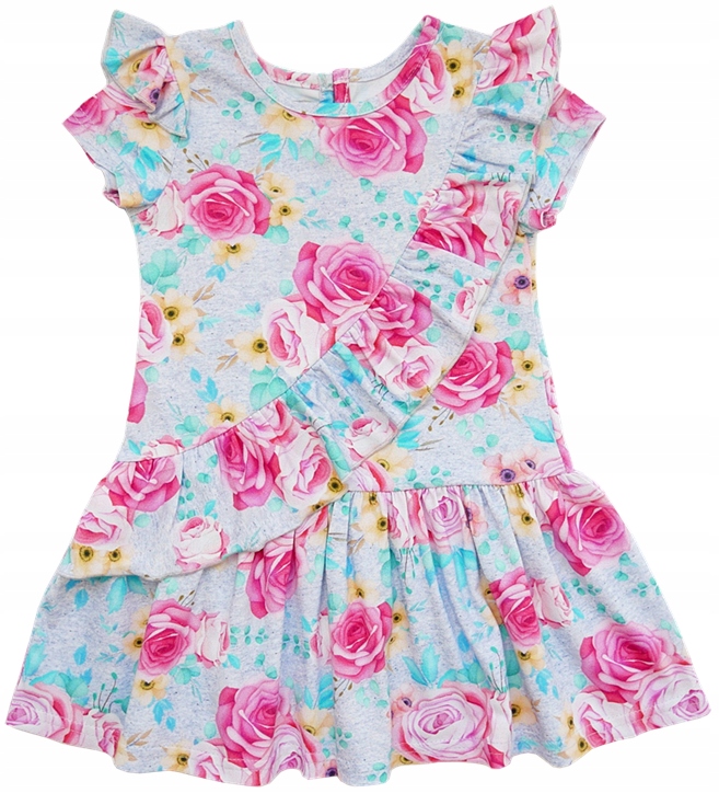 

Sukienka Krótki Rękaw w Kwiatki falbanki 98 Revaj