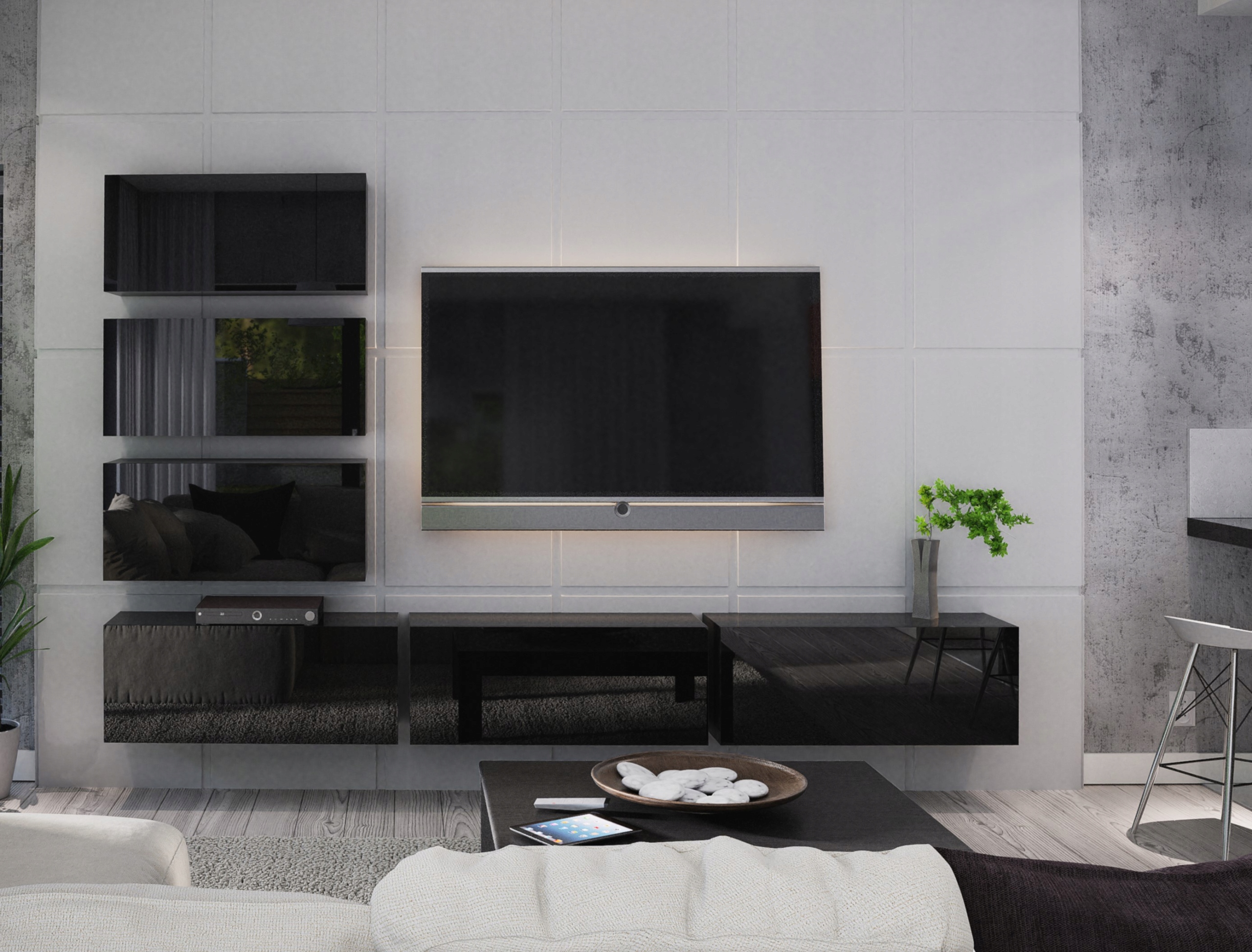 ELEGANCKA MEBLOŚCIANKA DO SALONU BAHAMA B4 CZARNA