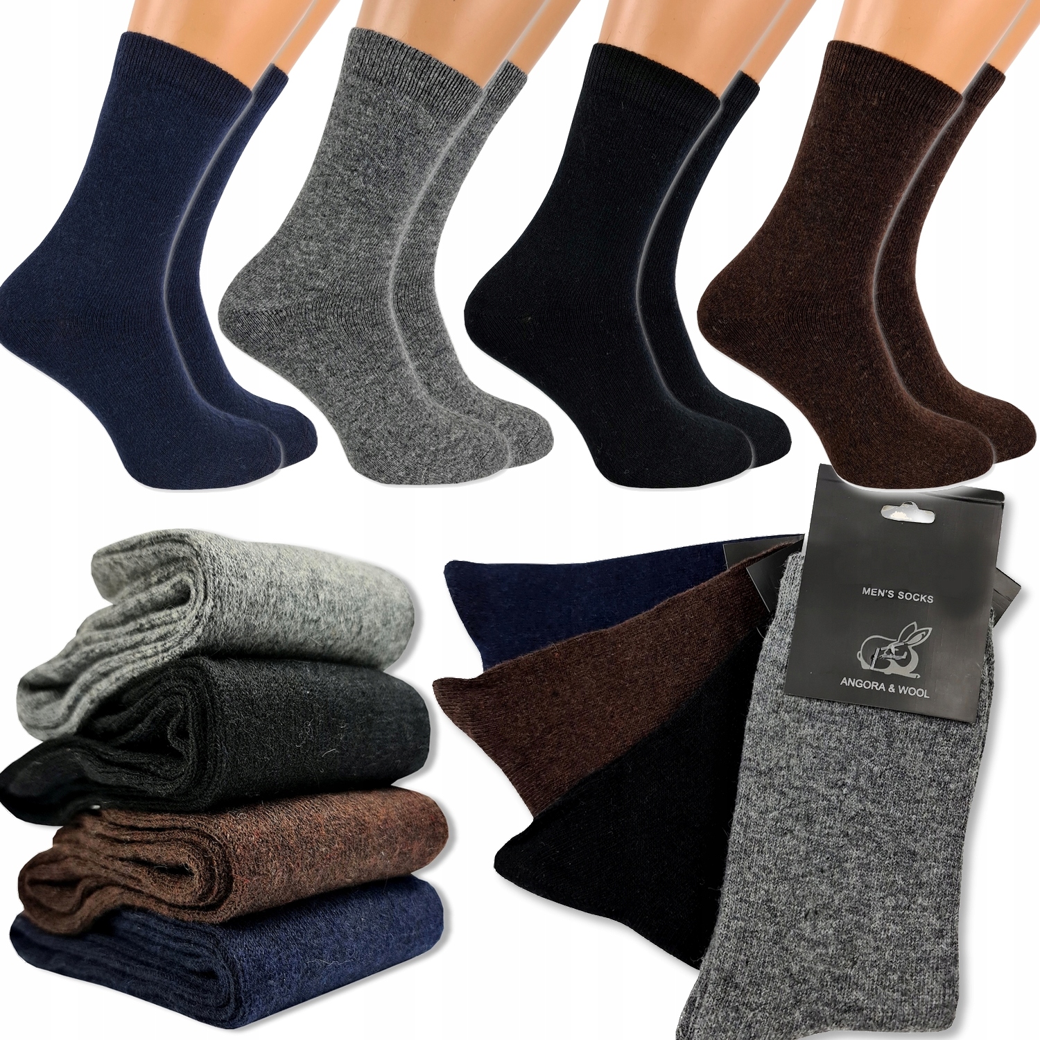 

4x Skarpety Męskie Ciepłe Wytrzymałe Angora 43-46
