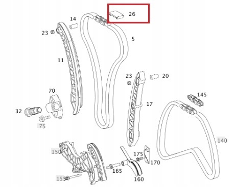 MERCEDES W211 SLK Slizg lancucha rozrzadu OE Producent części Mercedes-Benz OE
