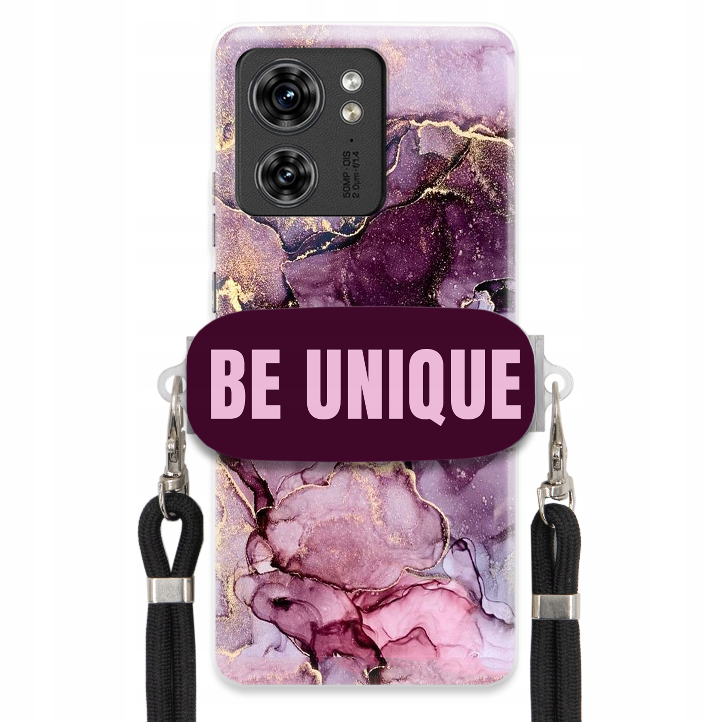 Pouzdro pro Motorola Edge 40 úchytka na šňůrku Černá Fialová Mramorová Be Unique