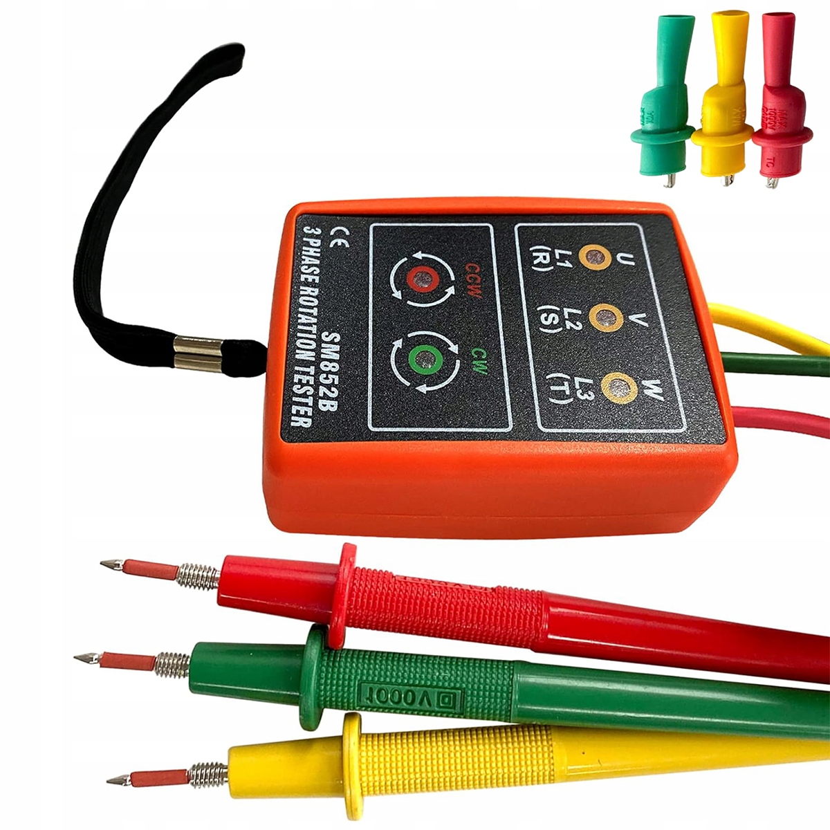 MIERNIK TESTER KOLEJNOŚCI ROTACJI FAZ FAZOMIERZ 3 FAZOWY SM852B 60V - 600V