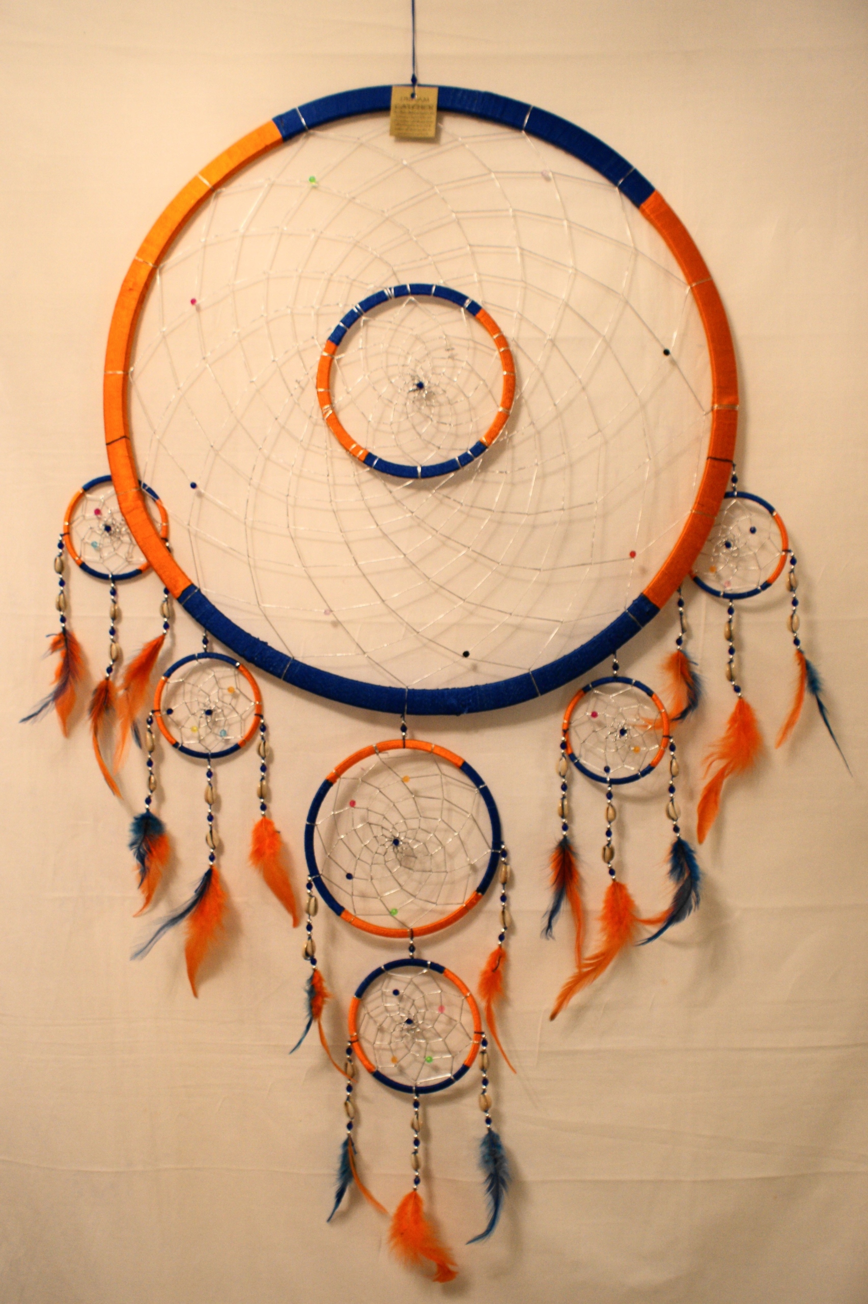 Lapač snů, sedmidílný, mušle, nylon 50cm