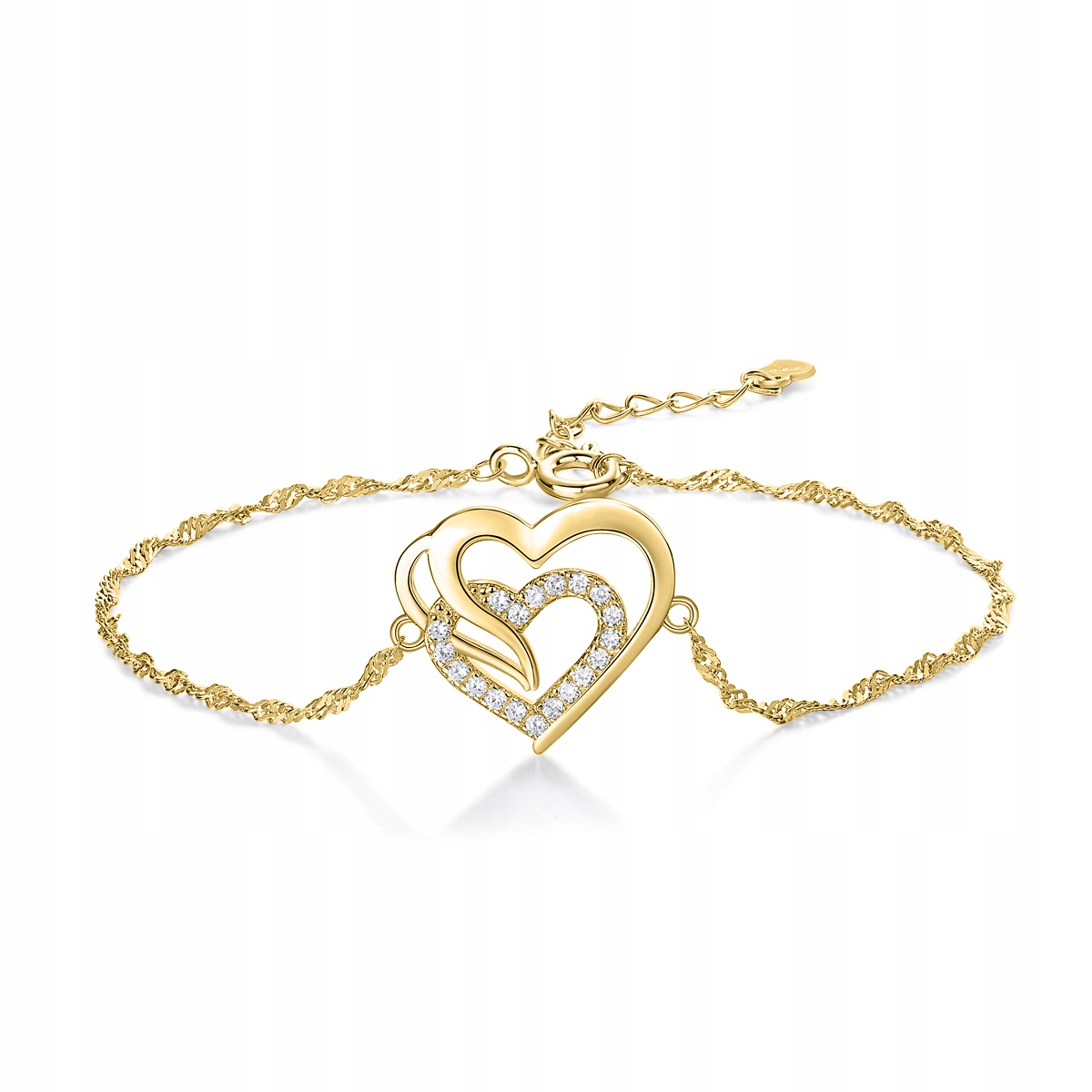Zlatý Náramek Srdce pro ženu pozlacený stříbro o ryzosti 925 Valentýn