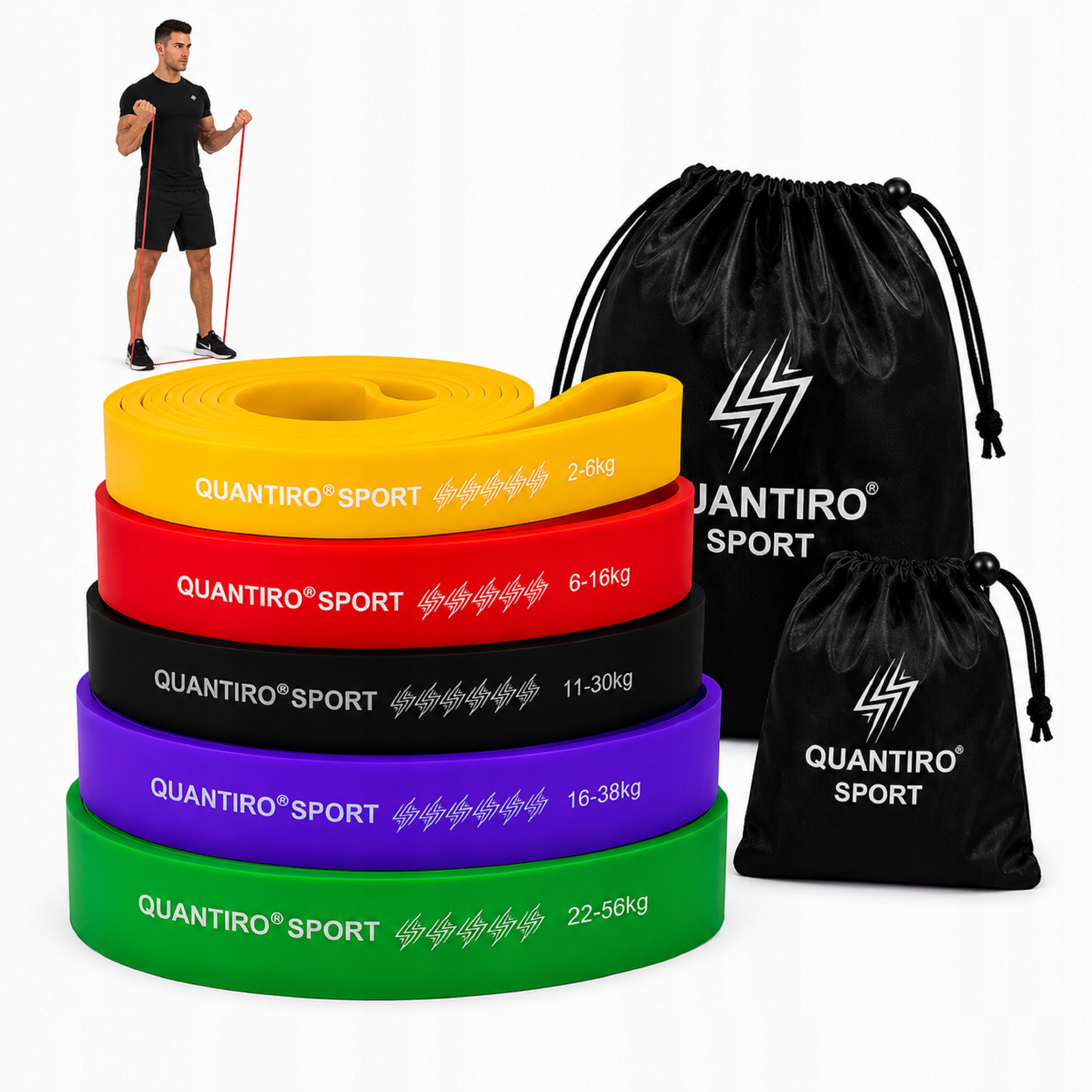 Gumy Do Ćwiczeń Fitness Taśmy Oporowe Mocne Zestaw 5 Gum Power Band 2-56kg