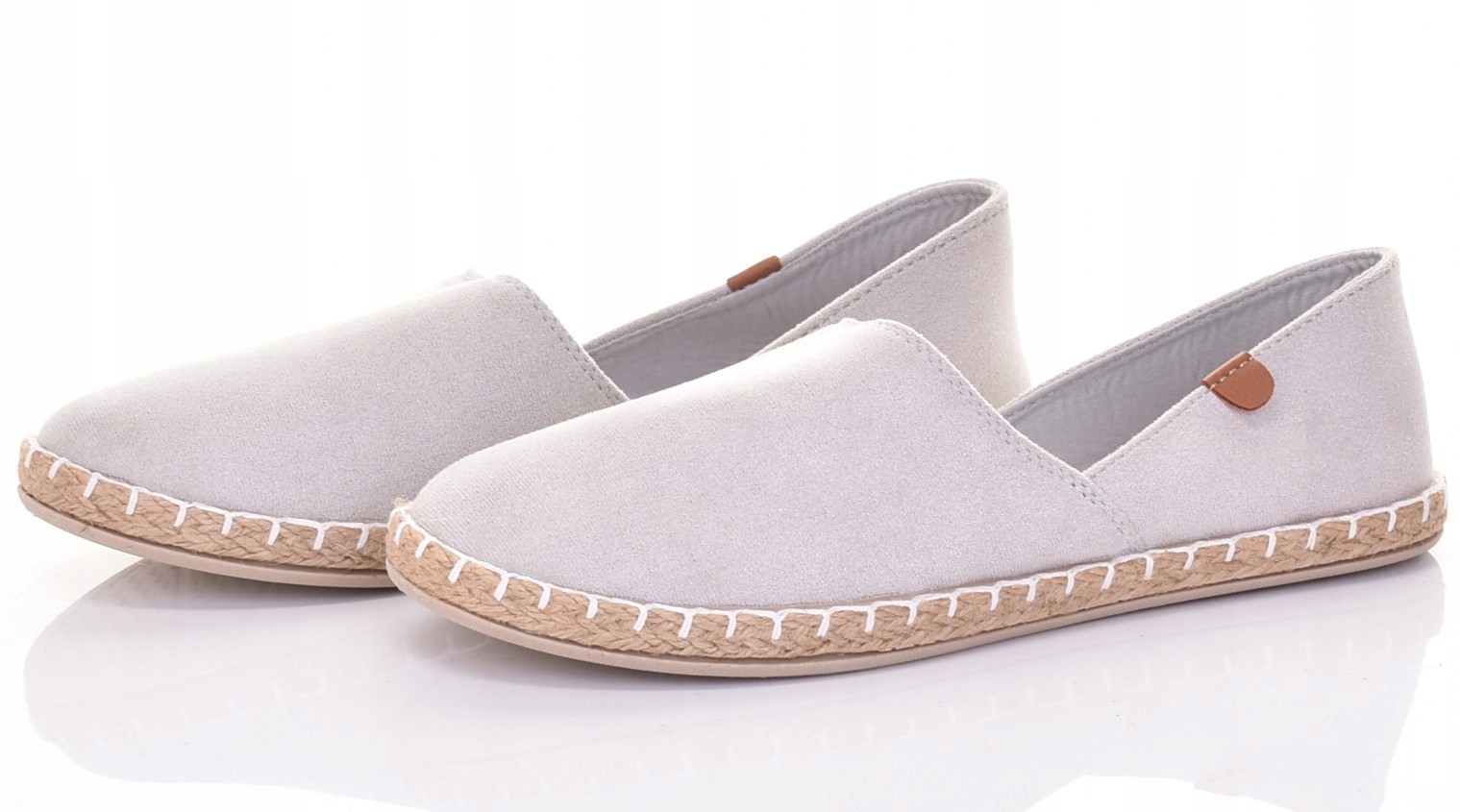 ESPADRYLE DAMSKIE LEKKIE TENISÓWKI WSUWANE SZARE Kolor srebrny