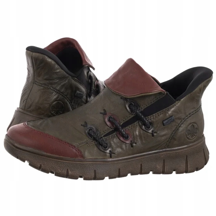 Dámské Kožené Kotníkové Boty Rieker Zelené N1353-52 Green