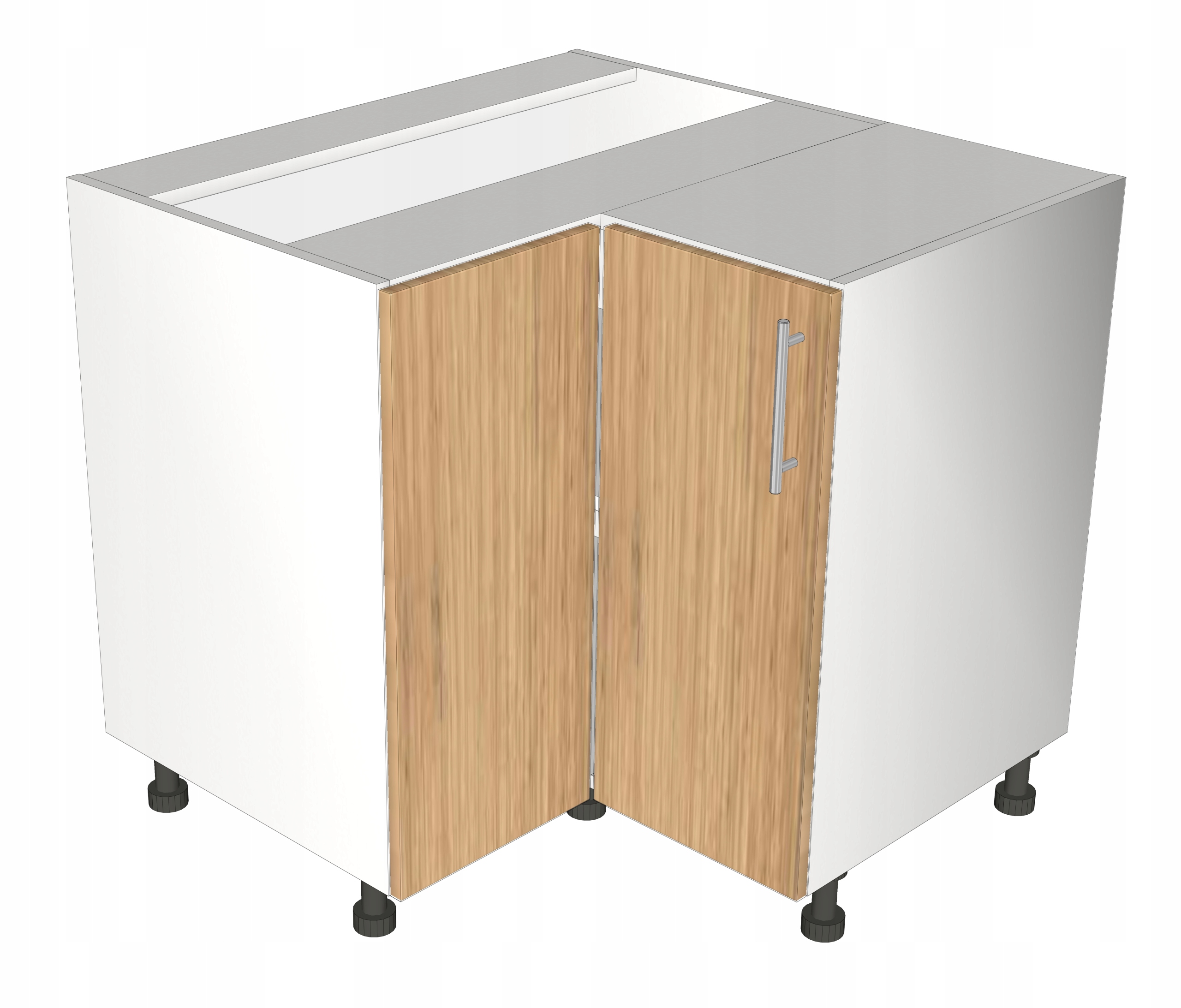 MEBLE KUCHENNE NAROŻNIK ZŁOŻONE SZARY-DĄB Materiał płyta MDF